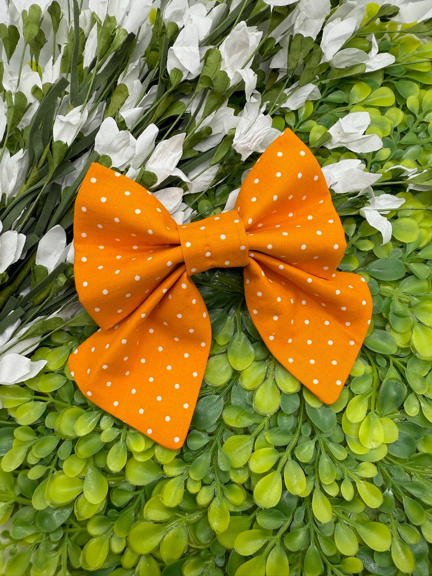 Orange Polka Dot Slide-on Bow