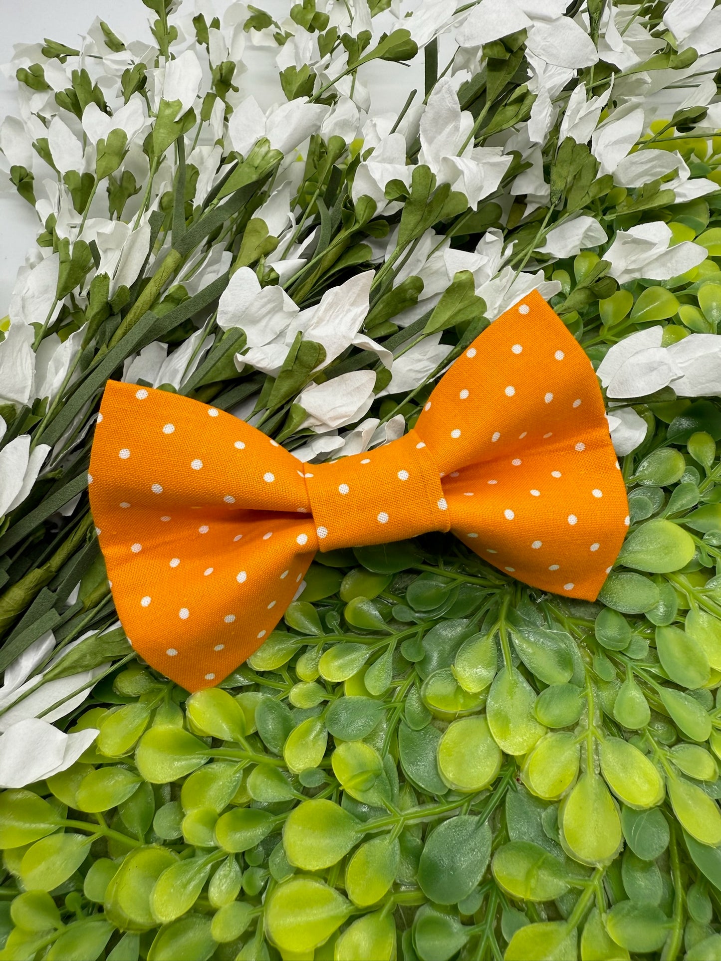 Orange Polka Dot Slide-on Bow-tie