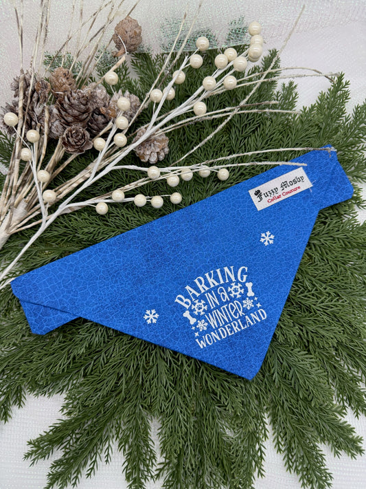Barking in a Winter Wonderland Slide-on Bandana