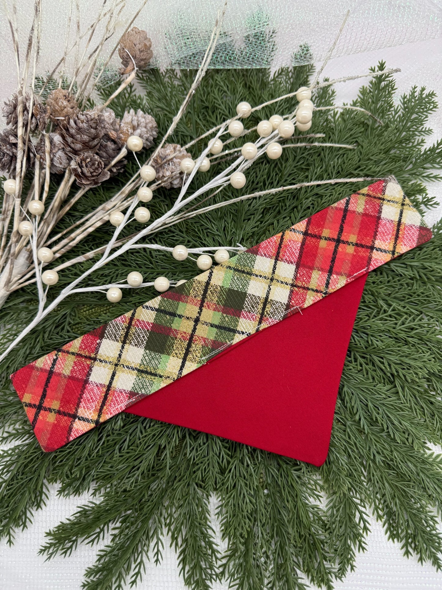 Vintage Christmas Plaid Slide-on Bandana