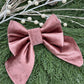 Dusty Rose Velvet Slide-on Bow