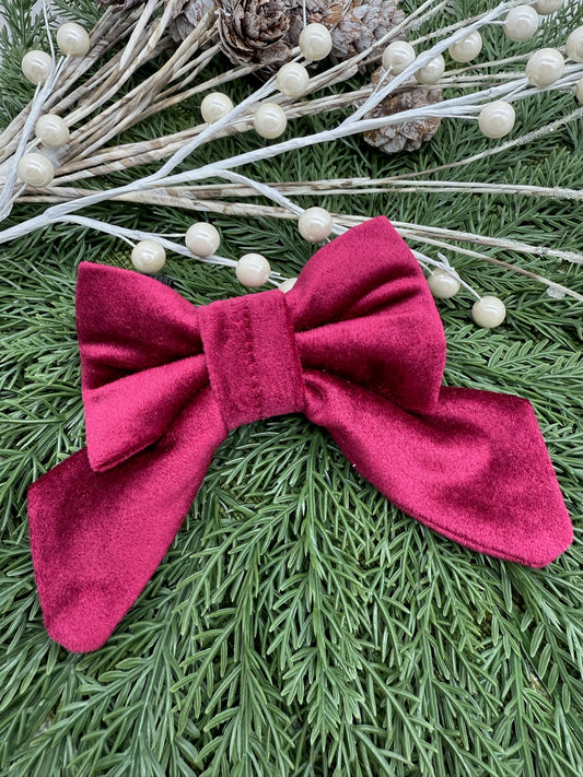 Burgundy Velvet Slide-on Bow
