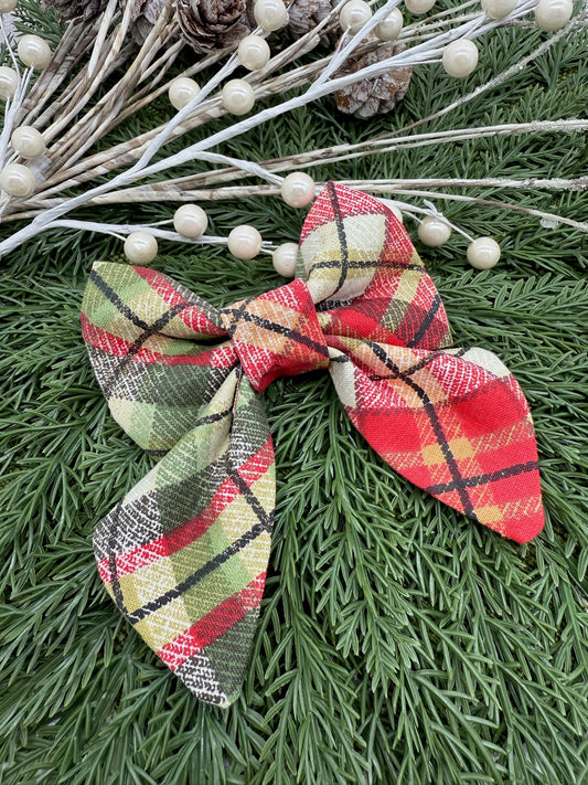 Vintage Christmas Plaid Slide-on Bow