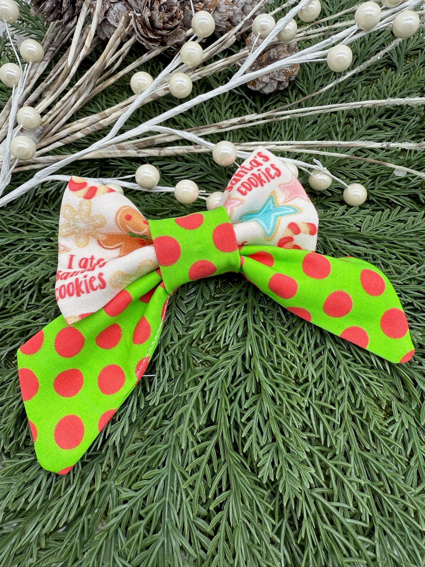 Santa’s Cookie Bandit Slide-on Bow