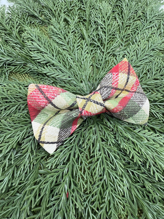 Vintage Christmas Plaid Slide-on Bow Tie