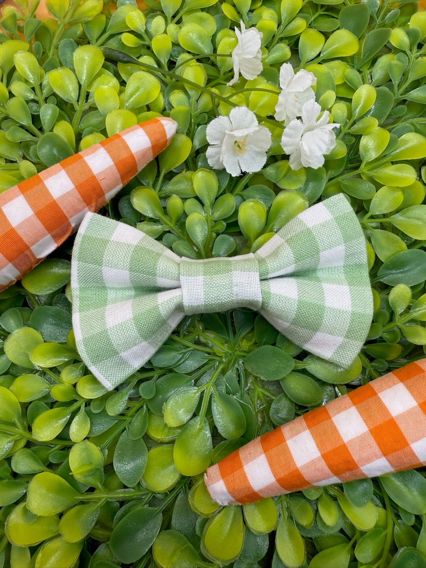 Sage Green Plaid Slide-on Bow-tie