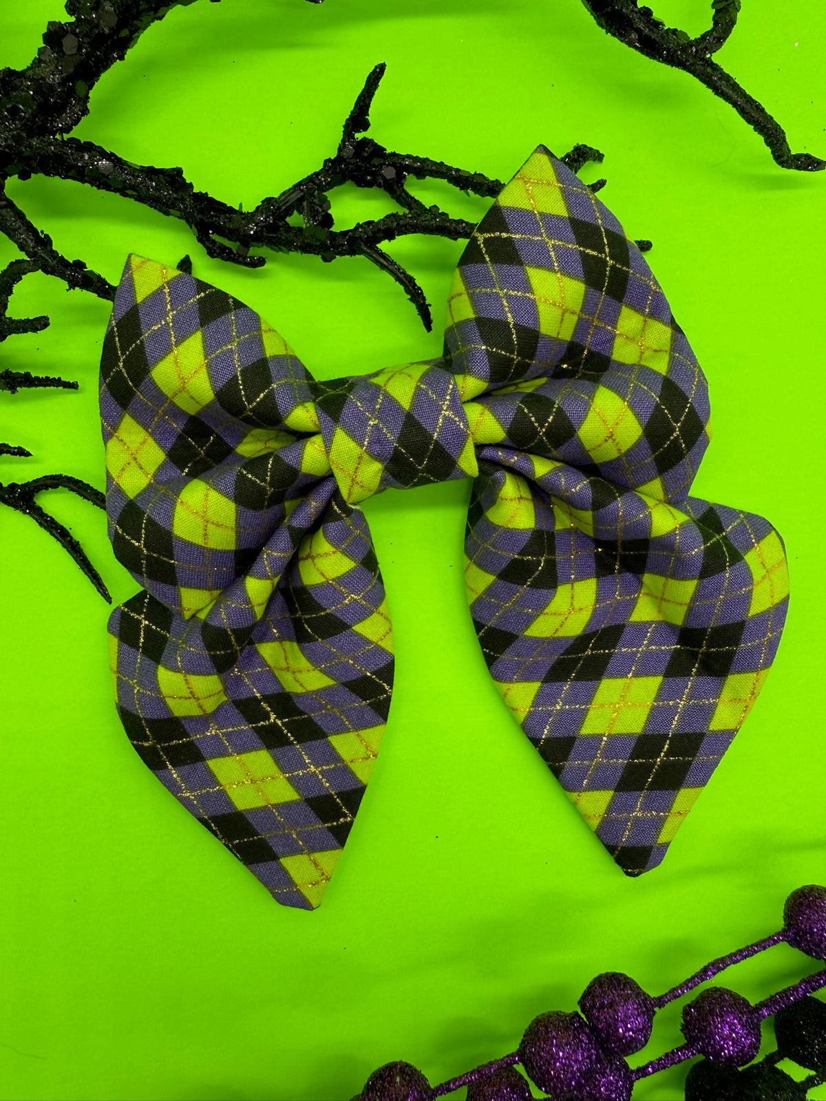 Hocus Pocus Plaid Slide-on Bow