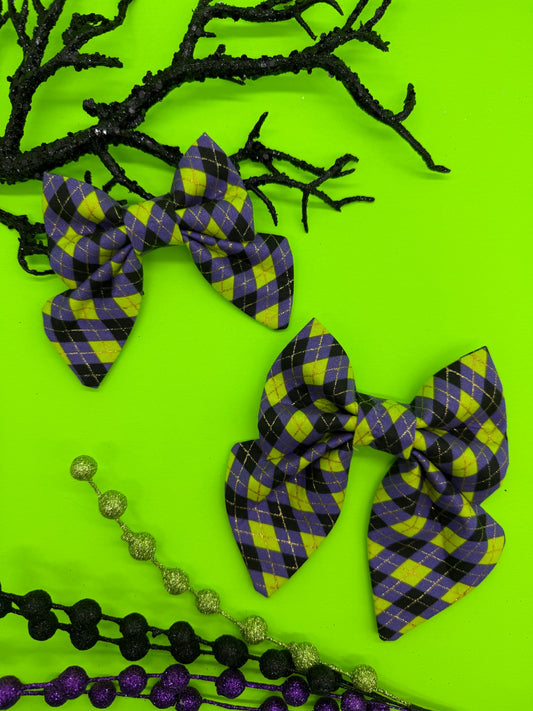 Hocus Pocus Plaid Slide-on Bow