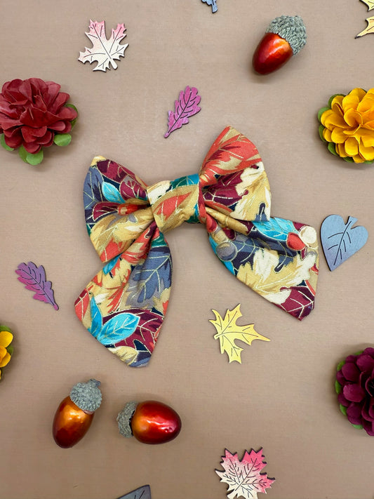 Autumn Leaves & Pumpkins Please Slide-on Bow