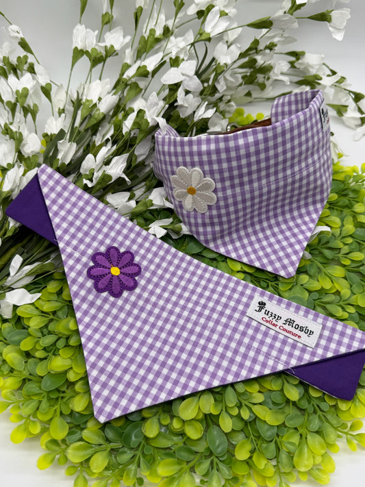 Purple Gingham Slide-on Bandana