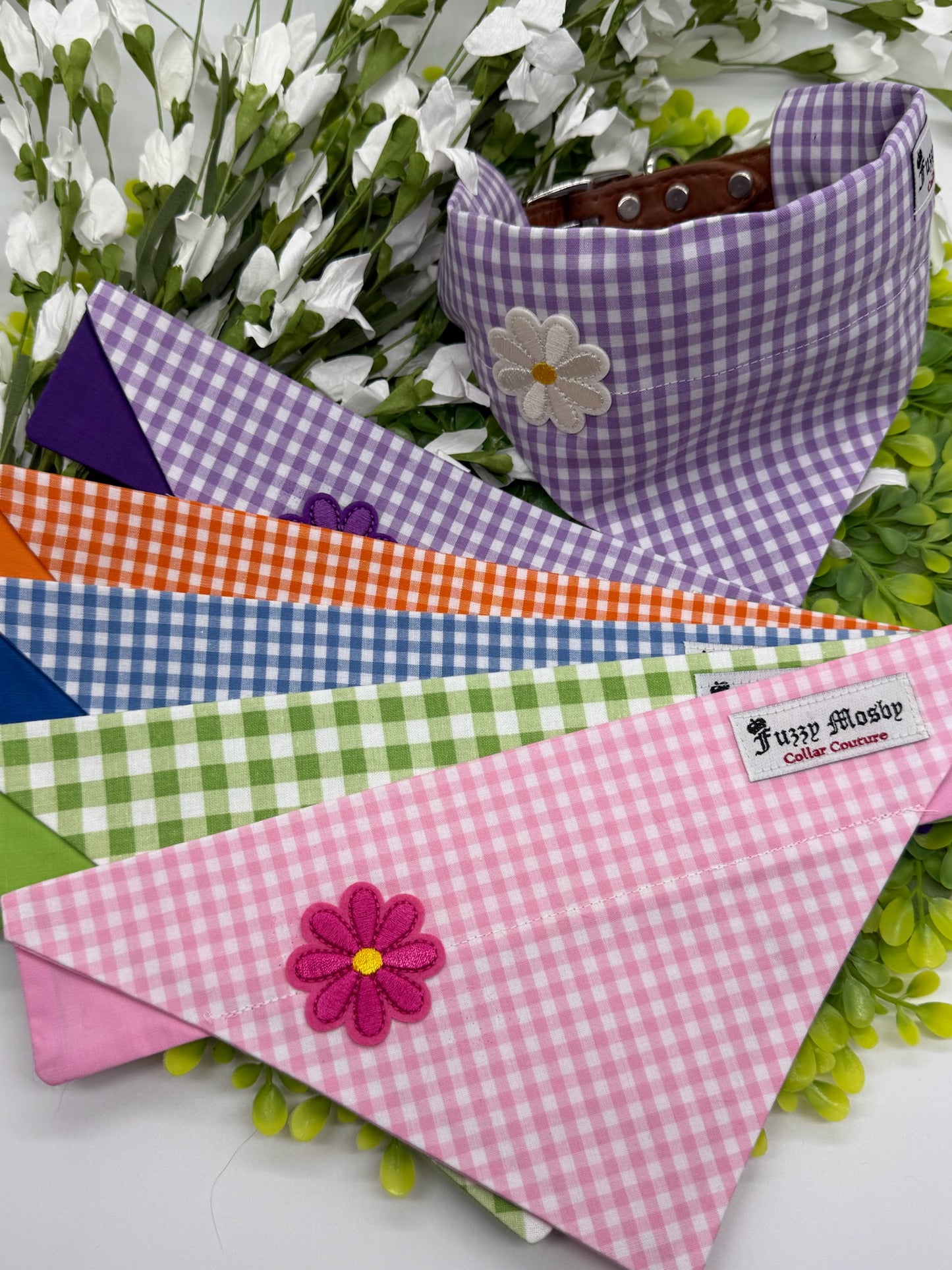 Blue Gingham Slide-on Bandana