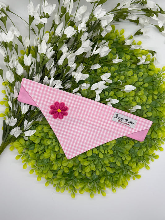 Pink Gingham Slide-on Bandana