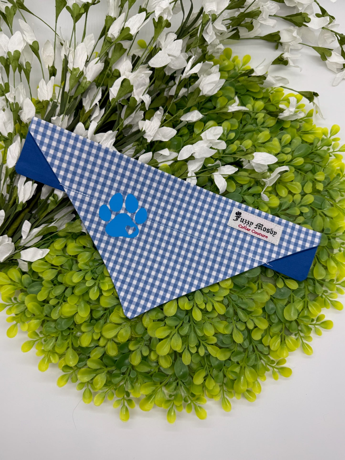Blue Gingham Slide-on Bandana