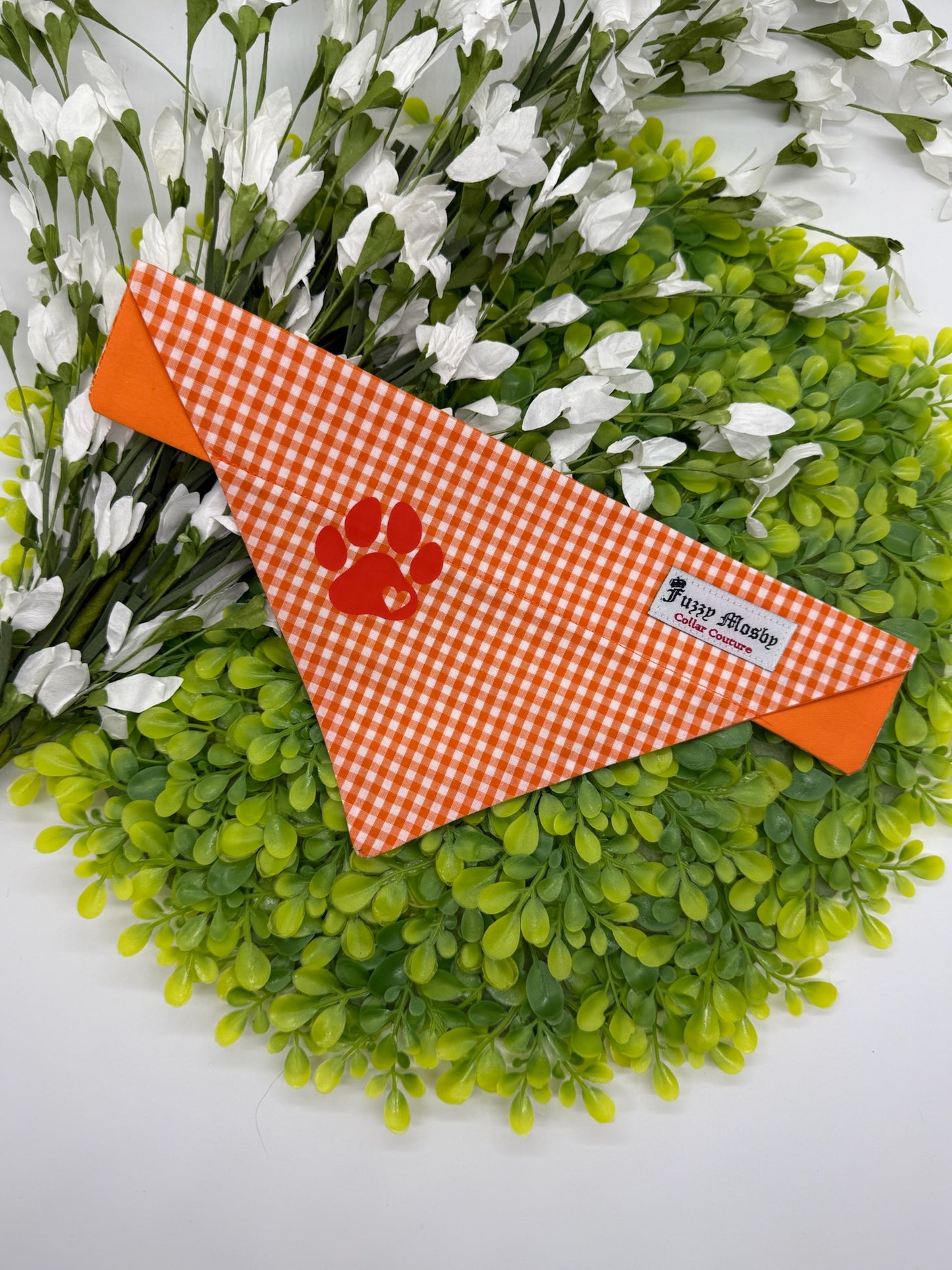 Orange Gingham Slide-on Bandana
