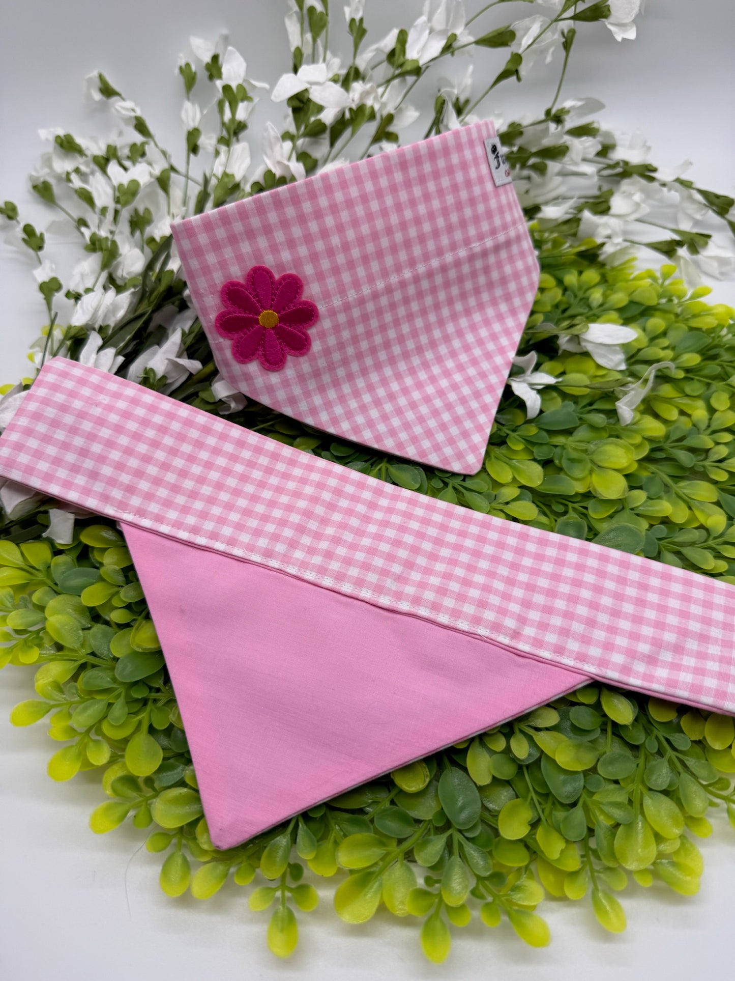 Pink Gingham Slide-on Bandana