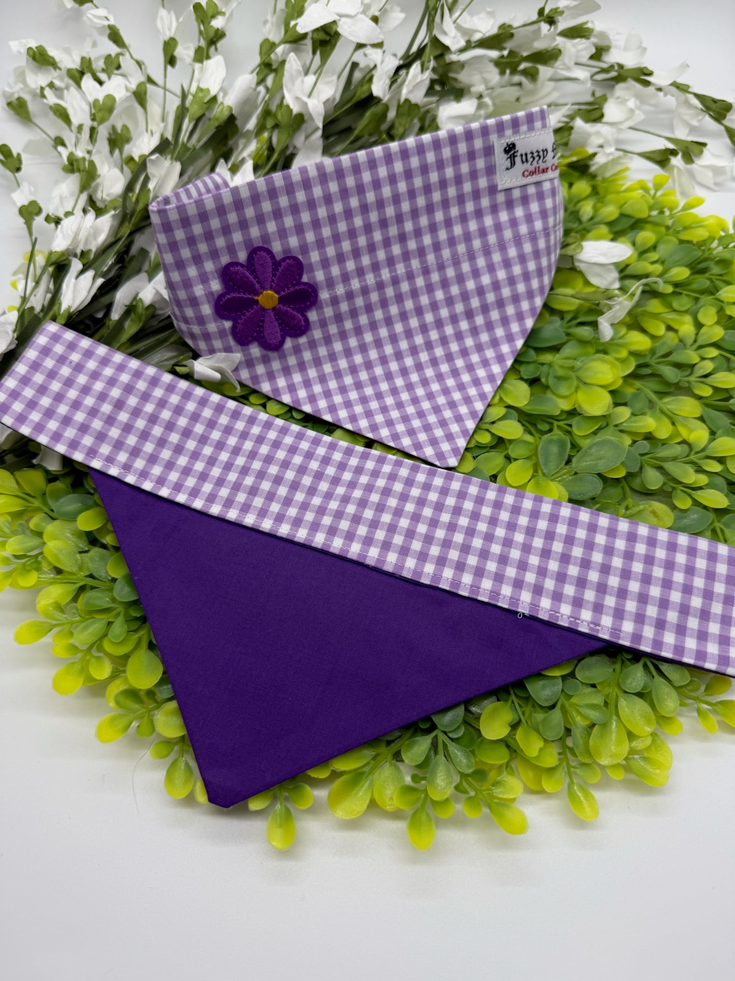 Purple Gingham Slide-on Bandana