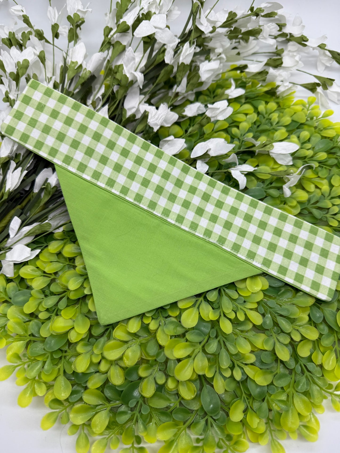 Green Gingham Slide-on Bandana
