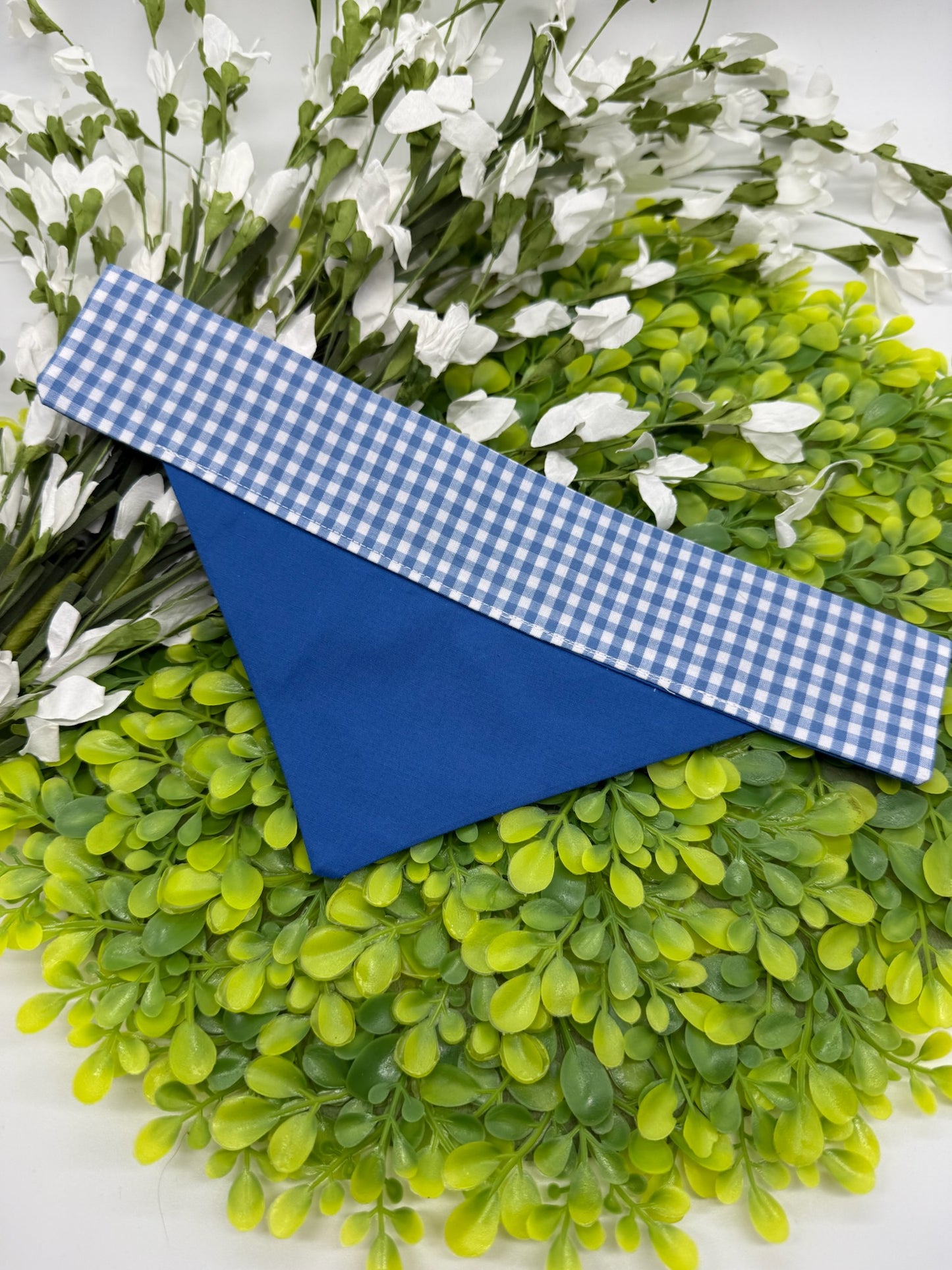Blue Gingham Slide-on Bandana