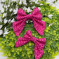 Intensely Pink Leopard Slide-on Bow