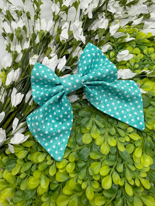 Aqua Polka Dot Slide-on Bow