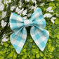 Light Blue Plaid Slide-on Bow