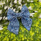 Deep Blue Florals Slide-on Bow