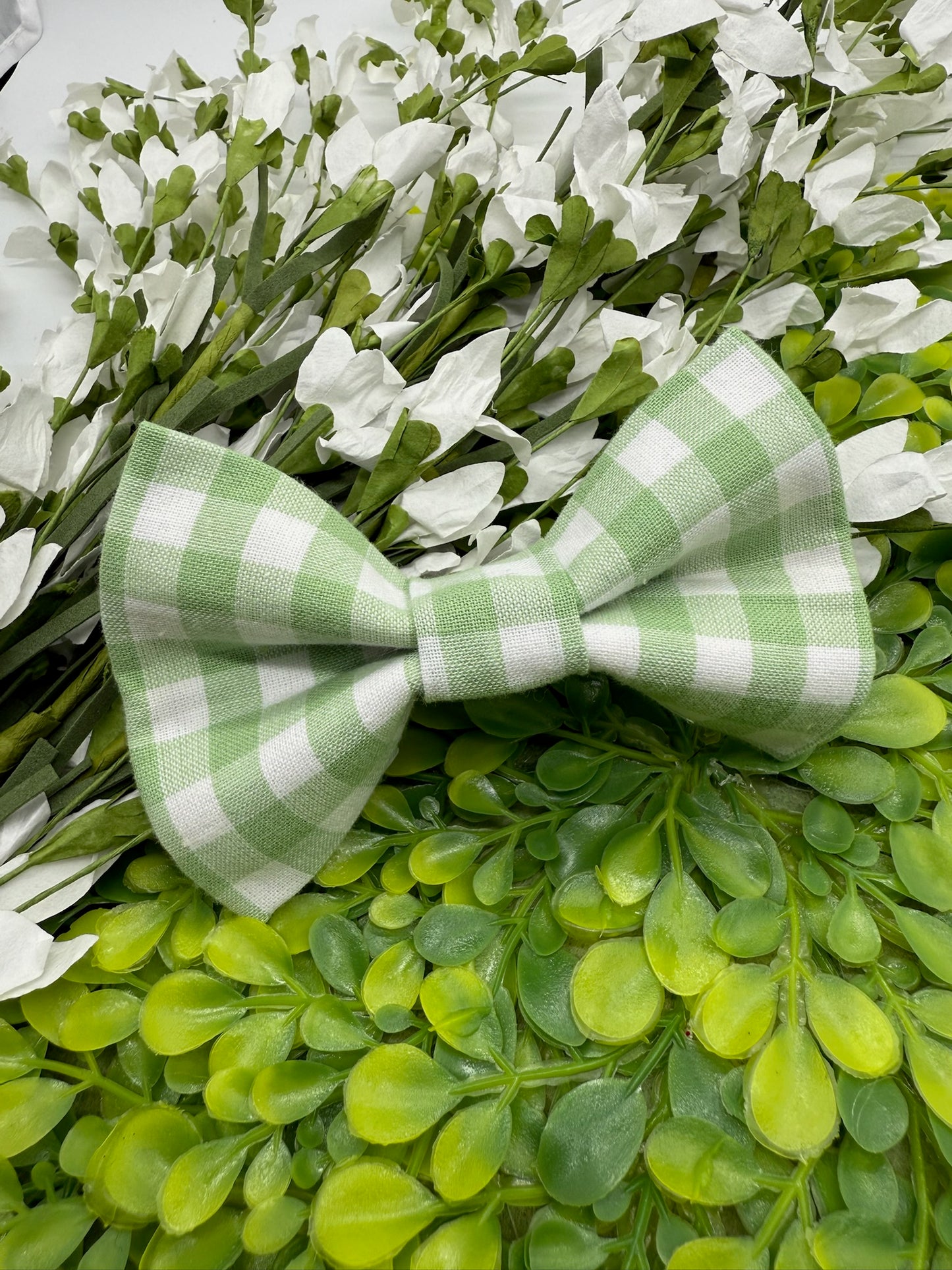 Sage Green Plaid Slide-on Bow-tie